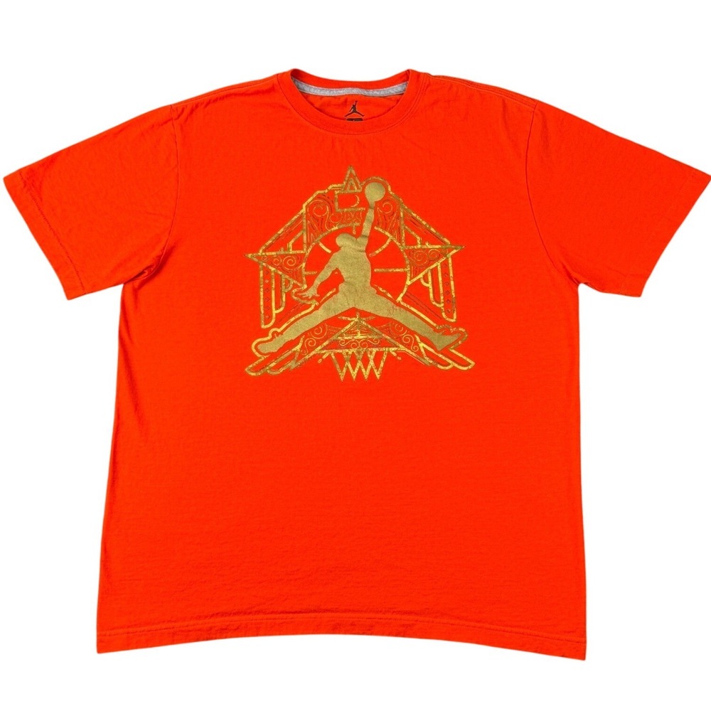 Nike Air‎ Jordan Size L Jumpman Dunk Logo Orange Cotton T-Shirt Basketball 2013
